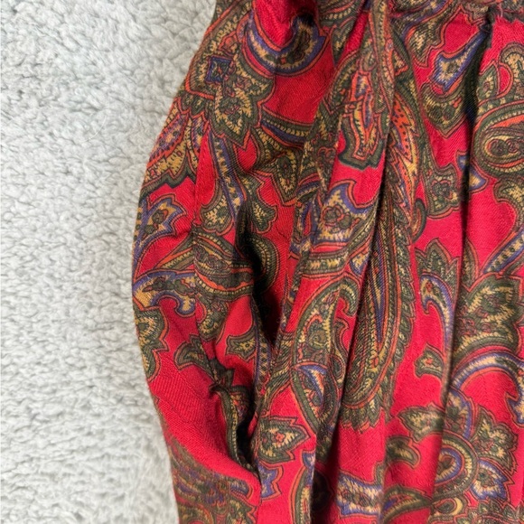 Women’s vintage pleated skirt red paisley print size 16 with pockets - Picture 6 of 9